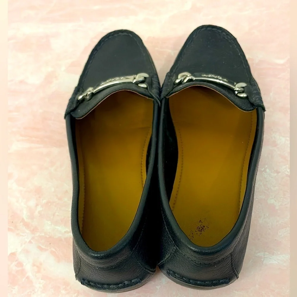 Coach Pebble Leather Navy Loafers A7751‎ Silver Hardware Women’s Size 7.5 B